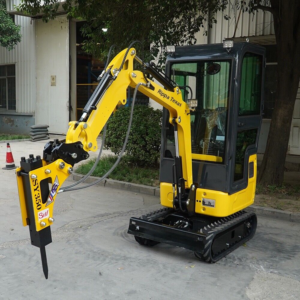 NEW Mini Excavator w/ Cab:B&S EPA Gas Engine / 13.4 HP - With Bucket/Thumb Clip